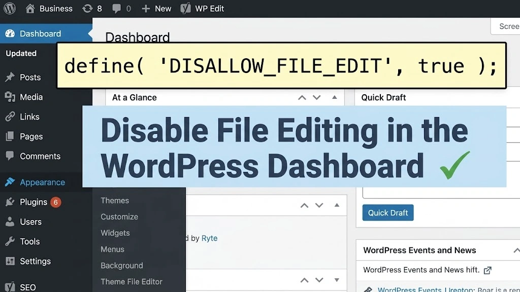 Disable file editing in the WordPress dashboard